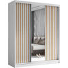 SCHWEBETÜRENSCHRANK Helix 180/216/61 weiß+eiche artisan mit Schubladeneinsatz - Weiß/Eiche Artisan, Holzwerkstoff (180/216/61cm) - Beautysofa