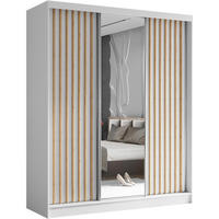 SCHWEBETÜRENSCHRANK Helix 180/216/61 weiß+eiche artisan mit Schubladeneinsatz - Weiß/Eiche Artisan, Holzwerkstoff (180/216/61cm) - Beautysofa
