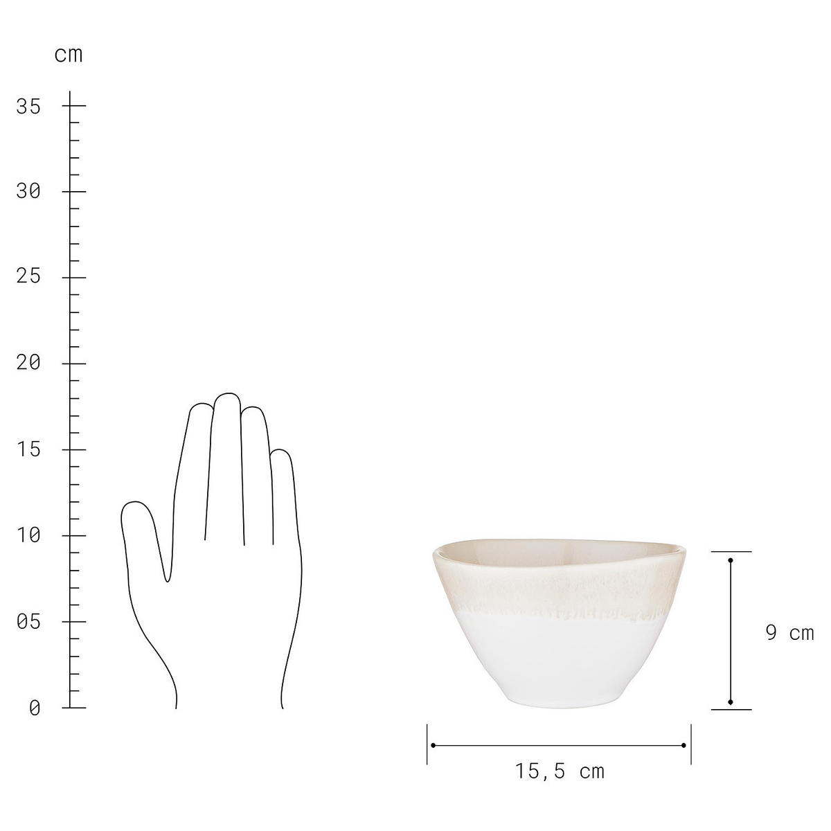 SCHALE Atlantis - Beige, Keramik (16/16/9cm) - Butlers