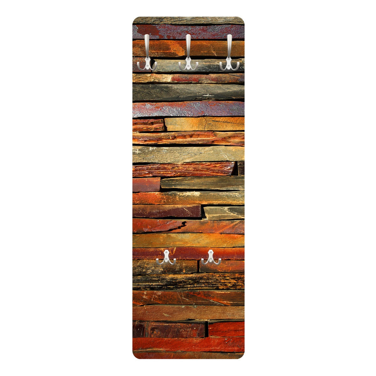 WANDGARDEROBE - Holzoptik Bretterstapel Landhausstil 34/105 cm - Braun, Holzwerkstoff (34/105/1.6cm) - Bilderwelten