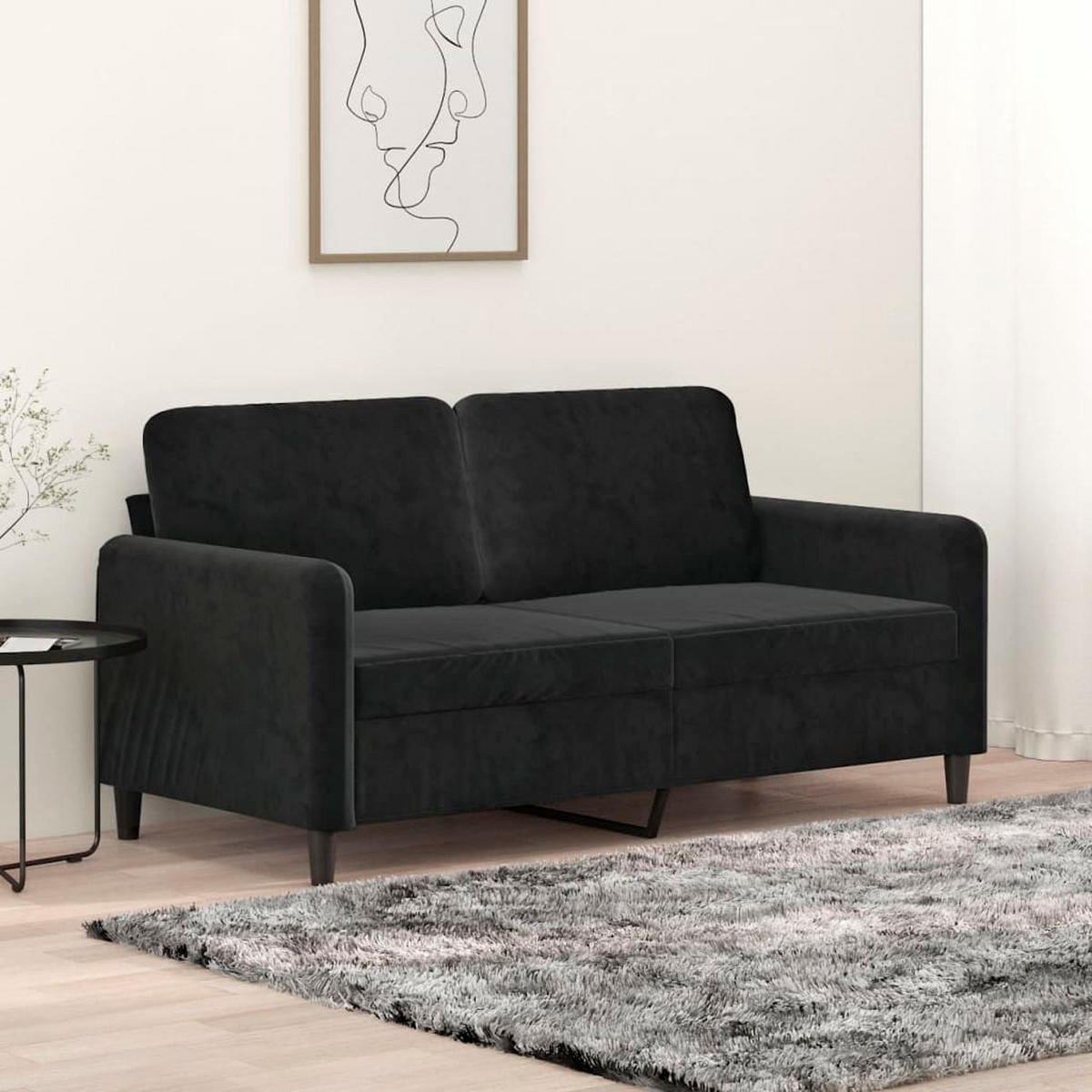 2-SITZER-SOFA Creglingen - Schwarz, Naturmaterialien (158/80/77cm) - Nettlife