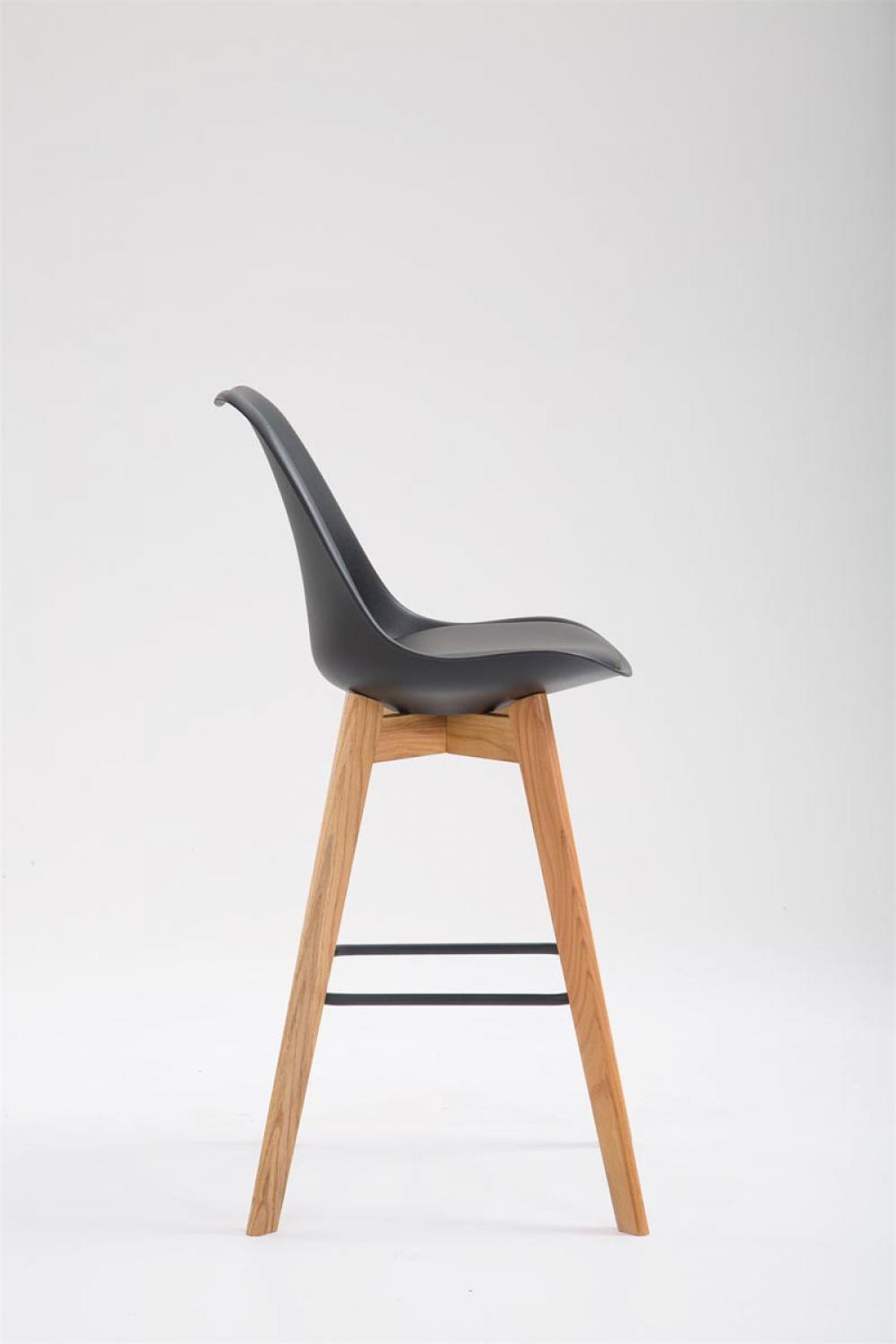 BARHOCKER Kunststoff schwarz - Eukalyptusholzfarben/Schwarz, Holz/Kunststoff (48/112/56cm) - CLP