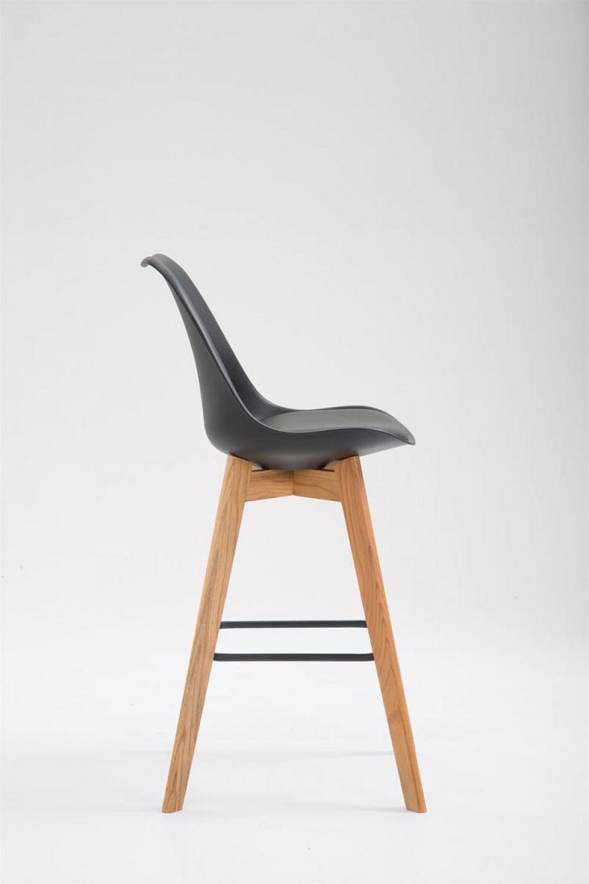 BARHOCKER Kunststoff schwarz - Eukalyptusholzfarben/Schwarz, Holz/Kunststoff (48/112/56cm) - CLP