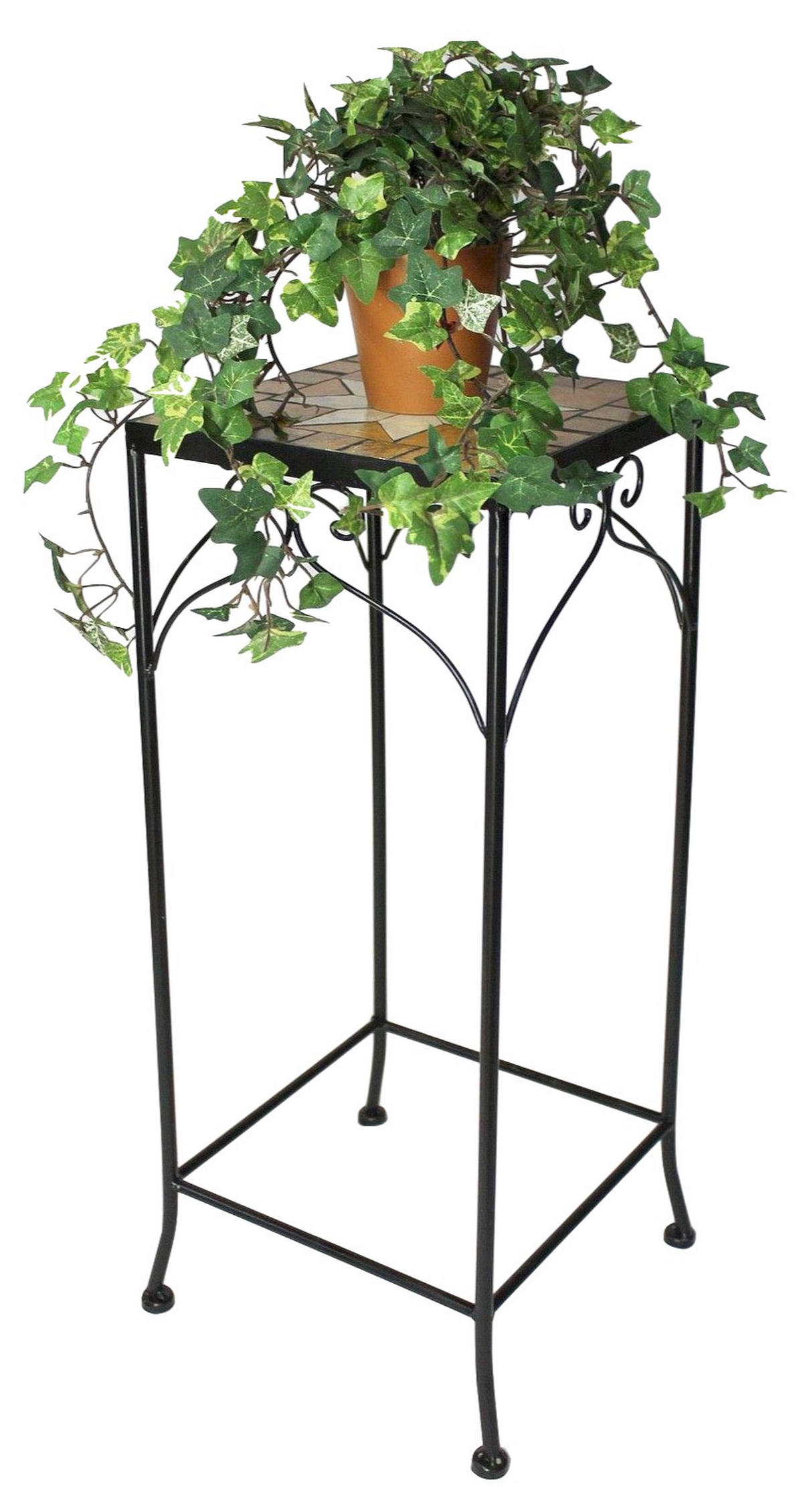 BLUMENHOCKER Metall Mosaik Eckig 62 cm 12012 L - Schwarz, Metall (24/62/24cm) - DanDiBo