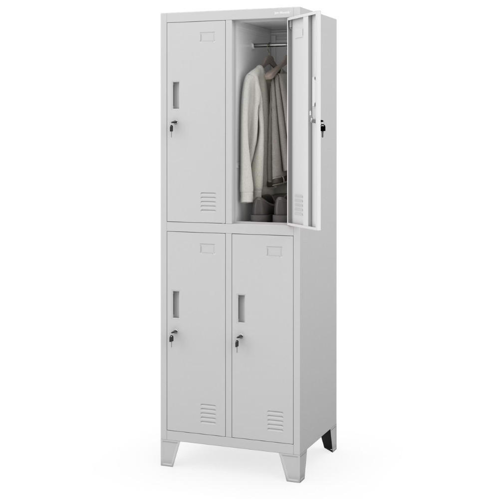 UMKLEIDESCHRANK Spind BARTEK 4 Abteile 172x55,9x45cm Grau - Grau, Metall (55.9/172/45cm) - Jan Nowak