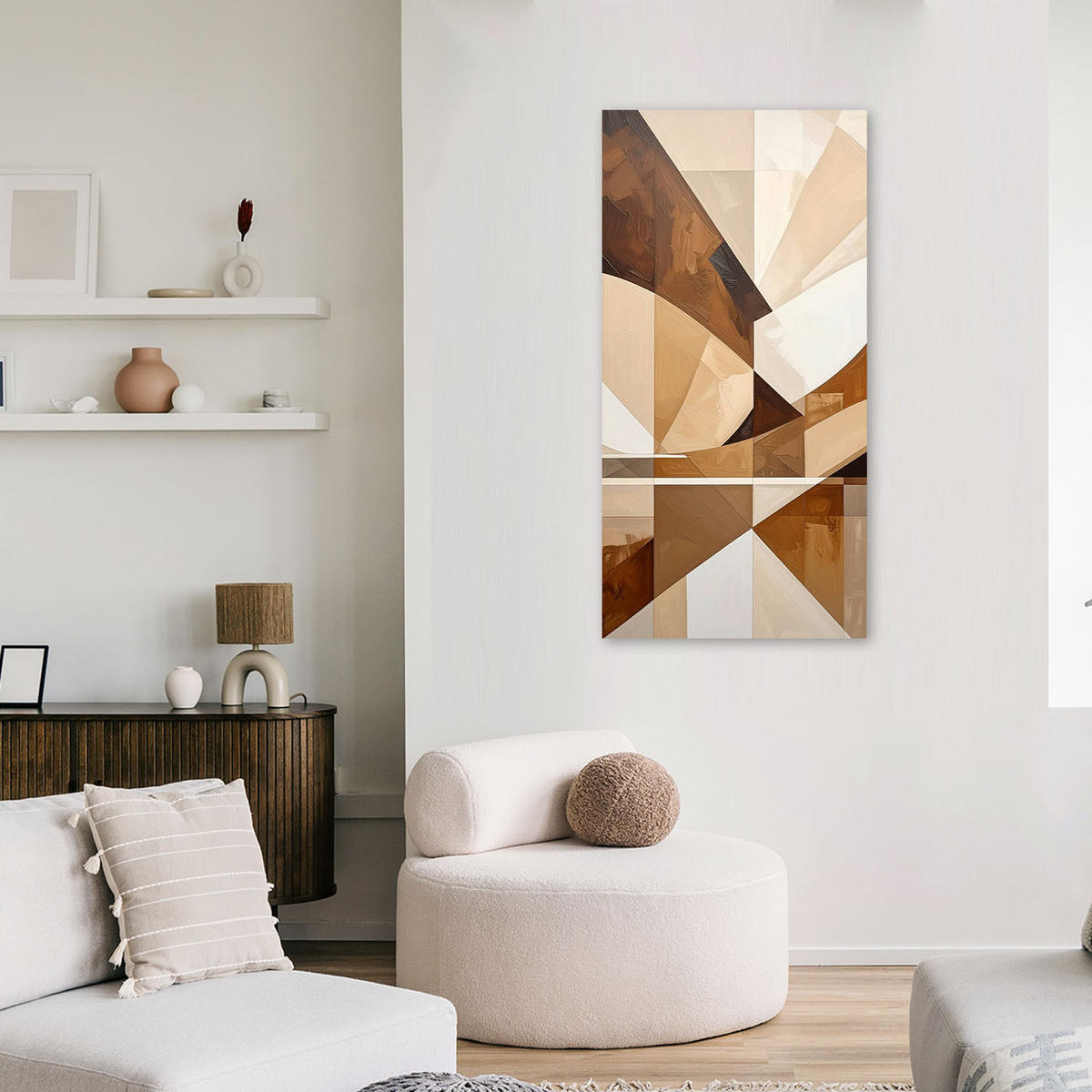 LEINWANDBILD 3D und geometrisch 50x100cm - Beige, Textil (50/100cm) - Feeby