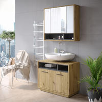 WASCHBECKENUNTERSCHRANK Beatrice Artisan Eiche/Anthrazit 80 x 64 cm - Eiche Artisan, Holzwerkstoff (80/64/40cm) - Vicco