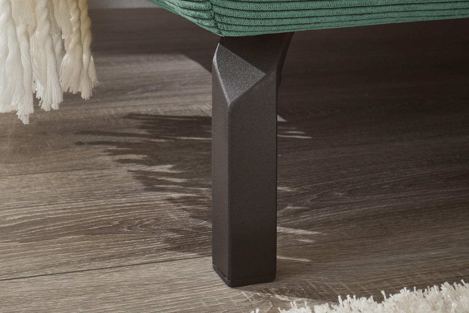 ECKSOFA DELIA Smaragdgrün Cord - Smaragdgrün/Schwarz, Textil/Metall (276/219cm) - KAWOLA