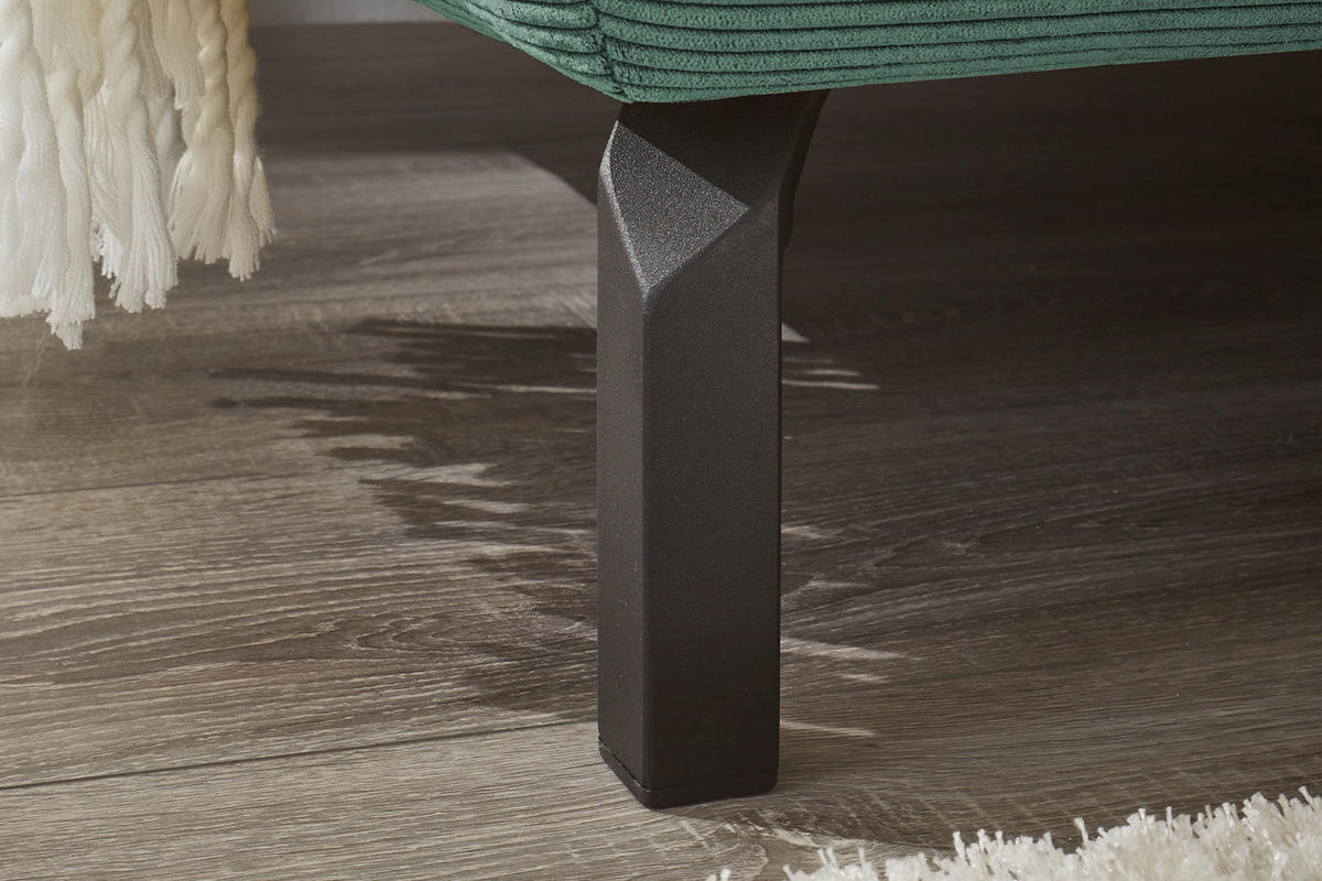 ECKSOFA MIT MOTORISCHEM SITZVORZUG DELIA Smaragdgrün Cord - Smaragdgrün/Schwarz, Textil/Metall (276/219cm) - KAWOLA