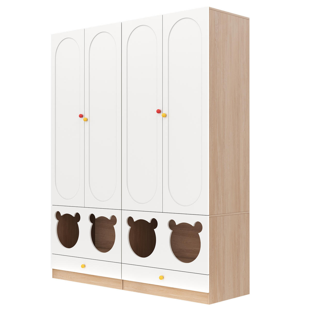 KLEIDERSCHRANK aus MDF 160x50x200 cm Natur/Weiß mit Kleiderstange und Haustierbereich - Naturfarben, Holzwerkstoff (80/200/50cm) - Modfu