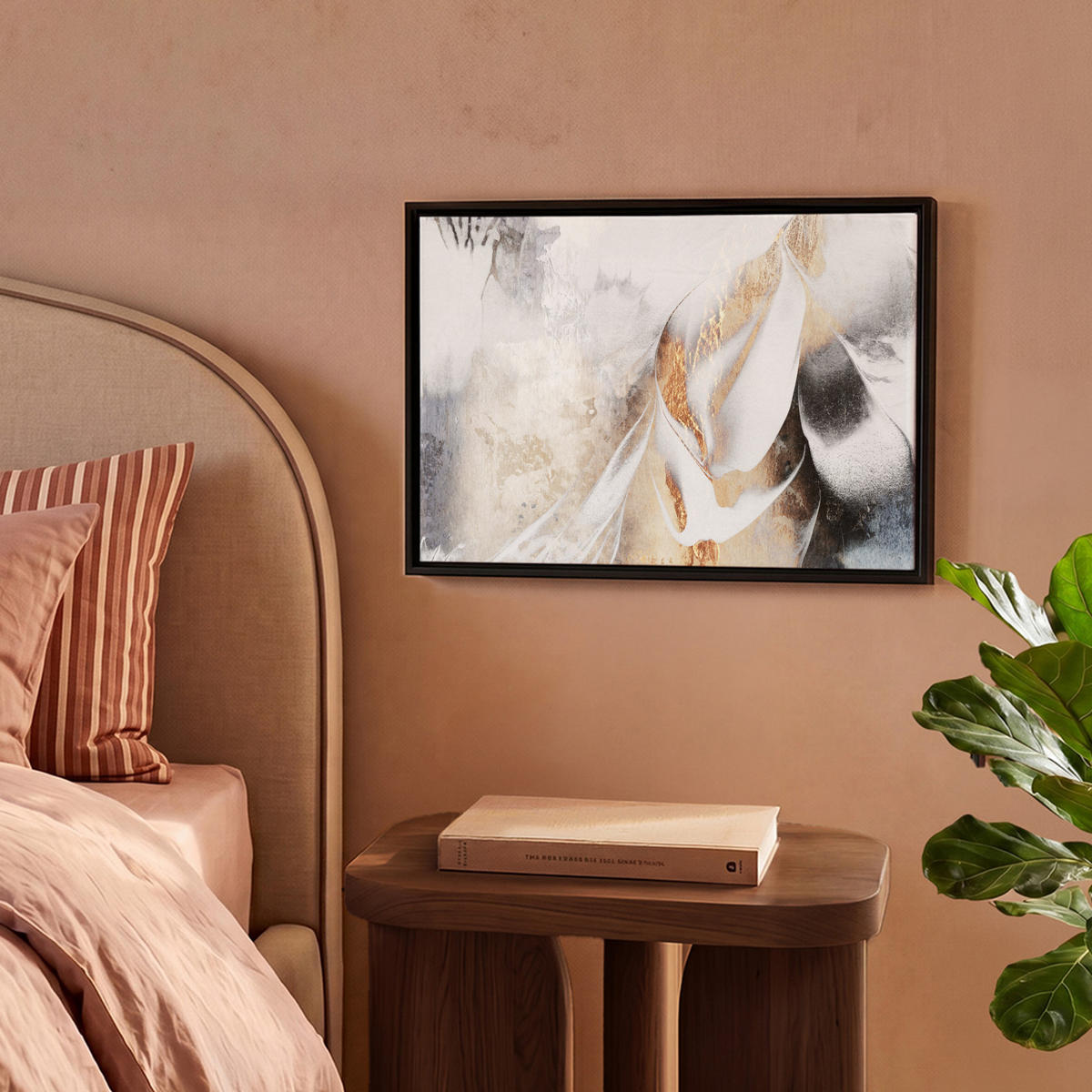 LEINWAND Bilder mit Rahmen - Luxus - Abstrakt - Gold - Weiß - 40x30 - Goldfarben, Textil (40/30cm) - MuchoWow