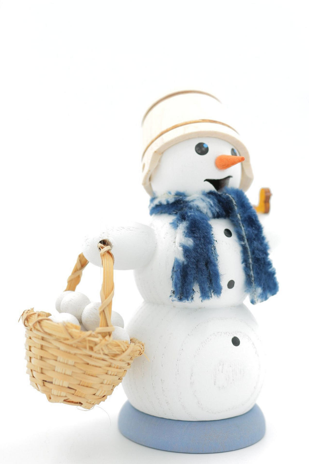 RAUCHFIGUR Schneemann mit Schneeballkorb 13 cm - Multicolor, Holz (6/13/10cm)