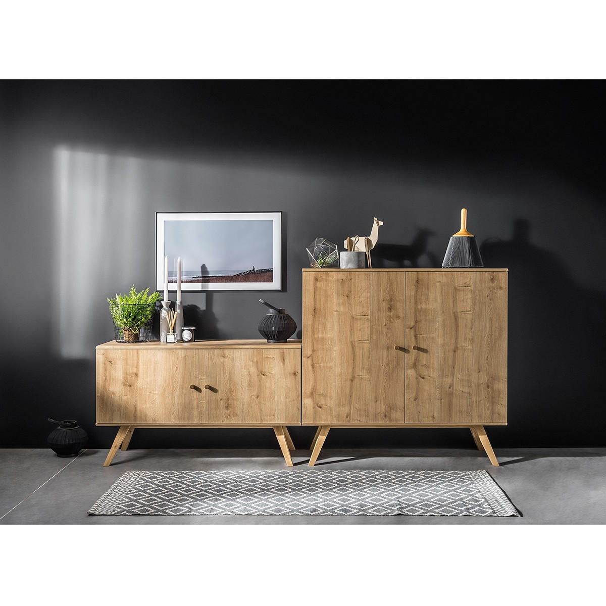 SIDEBOARD mit 2 Türen L120 cm - NATURE - Eichefarben, Holzwerkstoff (120/72/40cm) - Calicosy