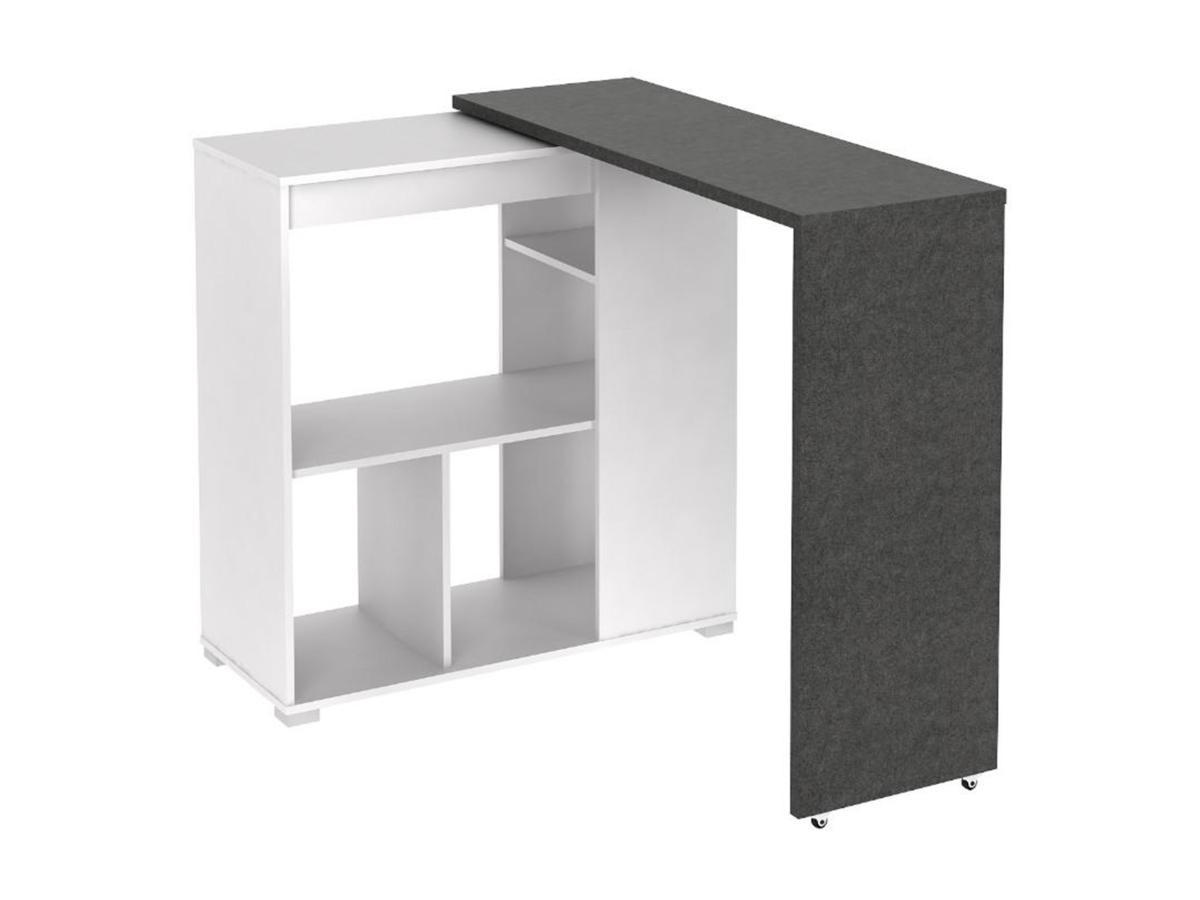 BARTISCH drehbar mit Stauraum - Weiß & Beton-Effekt - SATURNE - Grau, Holz (39.6/100/172cm) - Vente-Unique