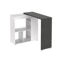 BARTISCH drehbar mit Stauraum - Weiß & Beton-Effekt - SATURNE - Grau, Holz (39.6/100/172cm) - Vente-Unique