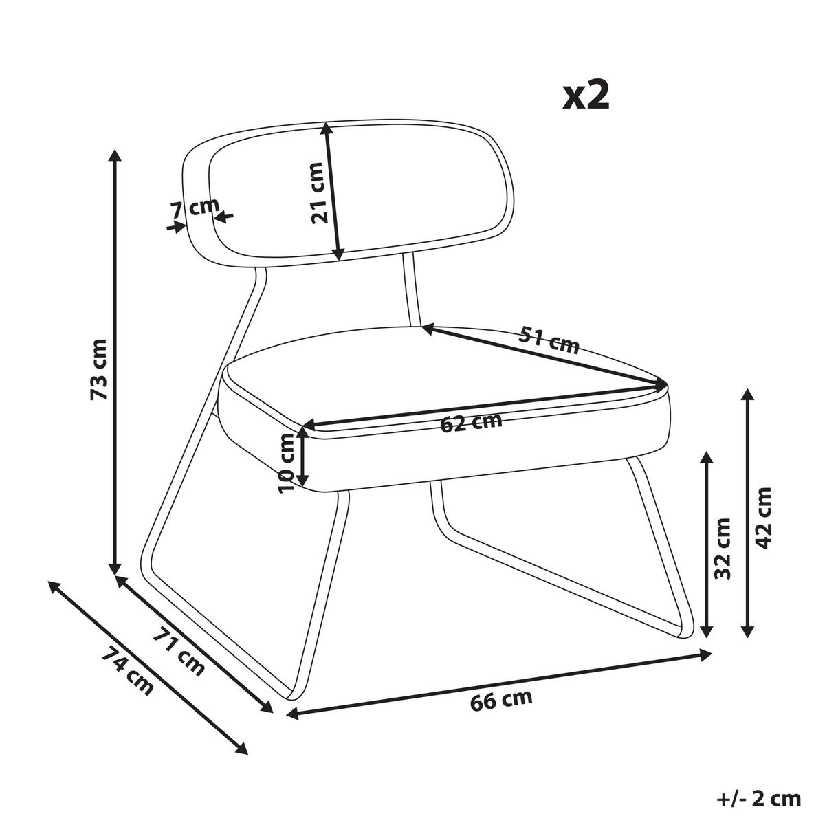 SESSEL 2er-Set Cremeweiß Frovi - Weiß, Textil (66/73/74cm) - Beliani