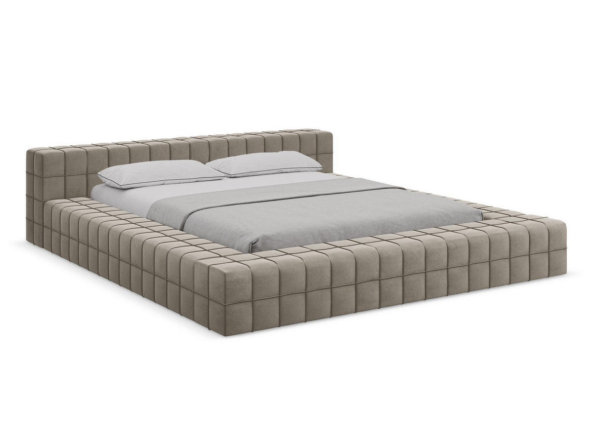 POLSTERBETT mit Lattenrost 220x260 Grau - Taupe/Schwarz, Kunststoff/Textil (160/200cm) - Makamii