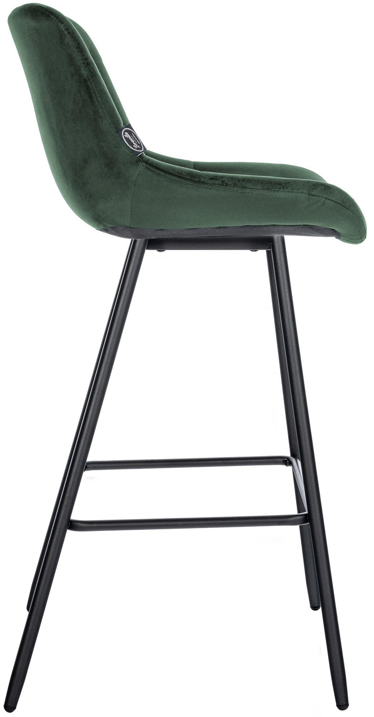 BARHOCKER Welton Samt dunkelgrün - Schwarz/Grün, Textil/Metall (49/104/56cm) - TPFLiving