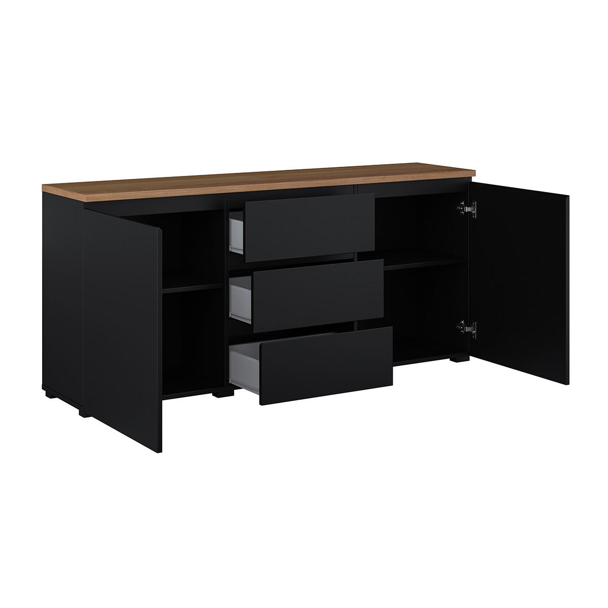 SIDEBOARD Liko Schwarz und Holz - Schwarz, Holzwerkstoff (150/67.9/34.5cm) - Petits-meubles