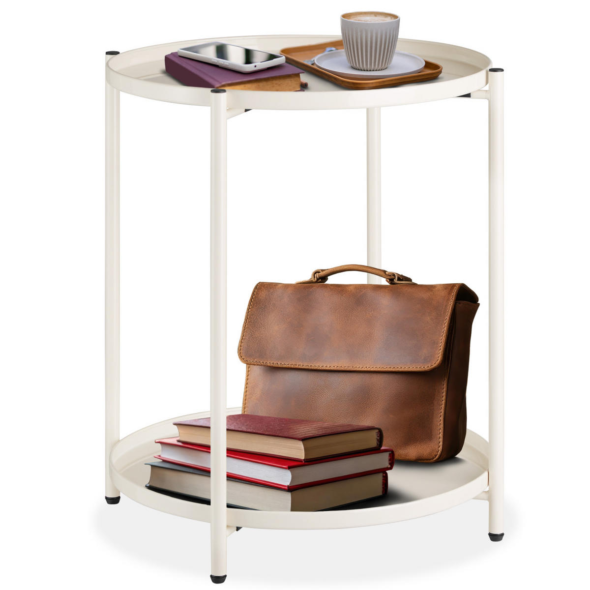 BEISTELLTISCH Oxford,45,5 x 45,5 x 53 cm,creme - Creme, Metall (45.5/45.5/53cm) - tectake