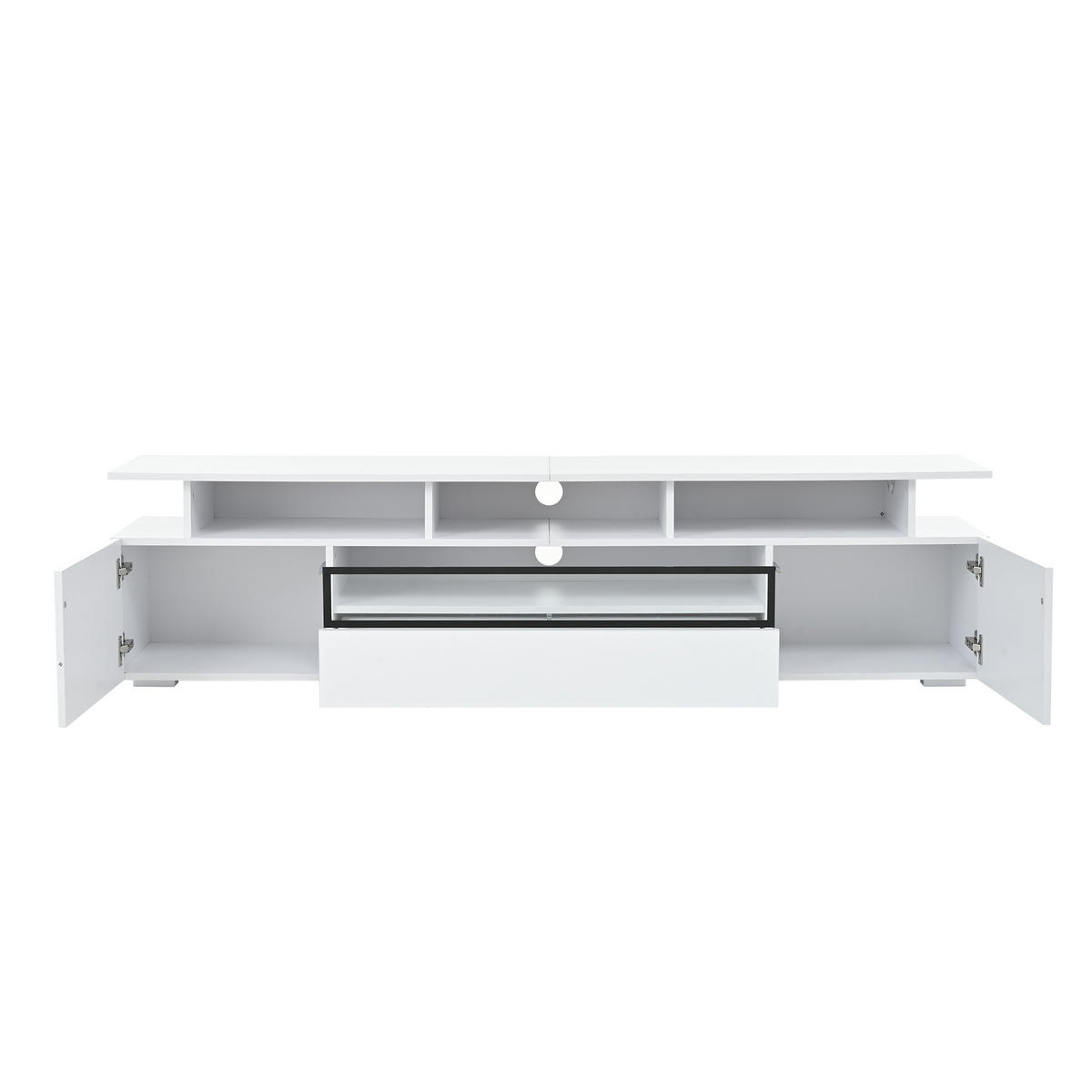 TV-SCHRANK 180/38/45 cm Weiß Hochglanz mit LED, 1 Schublade und 2 Türen - Weiß, Holzwerkstoff (180/45/38cm) - Oxeza