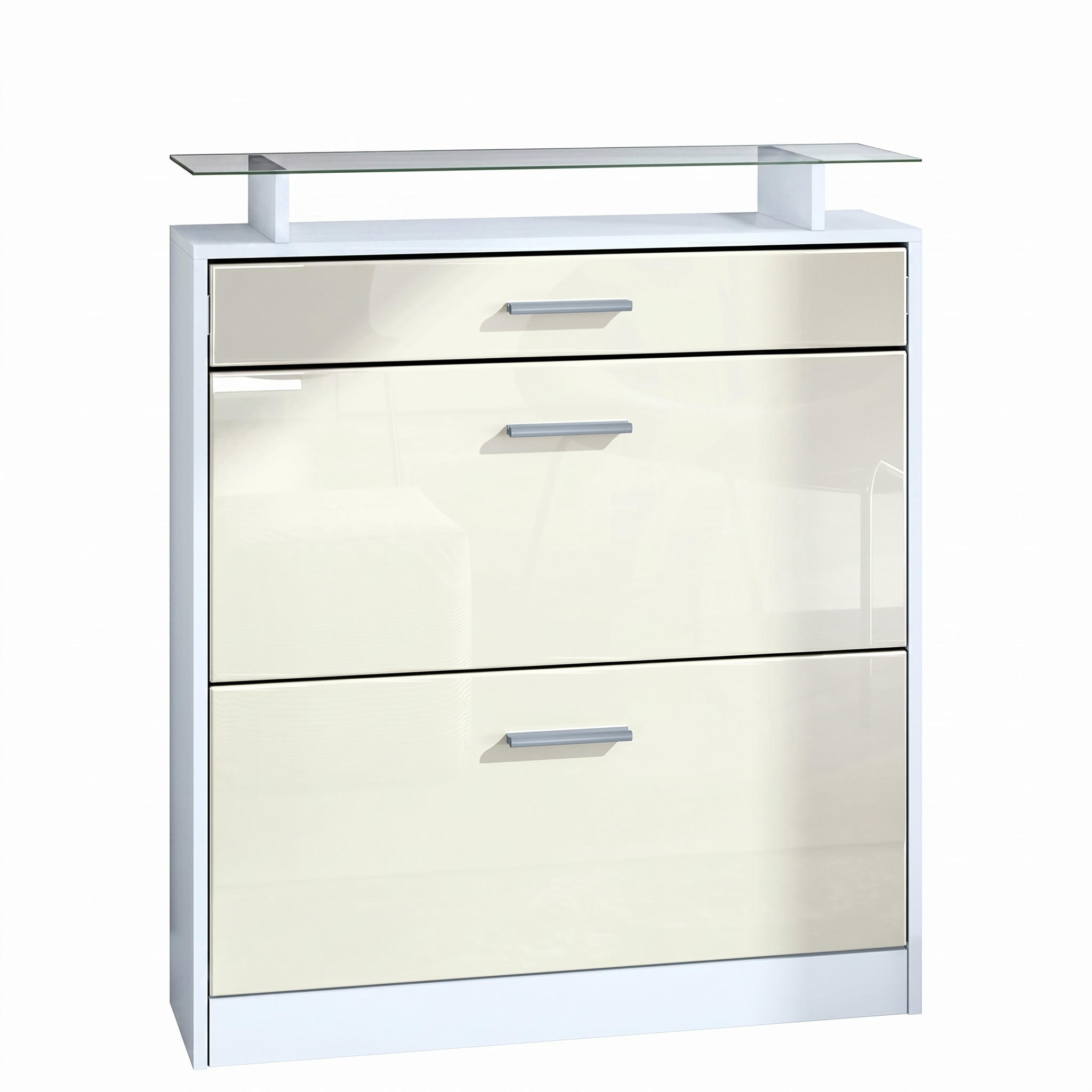ORMARIĆ za cipele Loret Bijela mat/Krem visoki sjaj (89 x 104 x 23 cm) - krem, drvni materijal (89/104/23cm) - Vladon