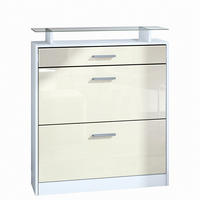 SCHUHSCHRANK Loret Front in Creme Hochglanz - Creme, Holzwerkstoff (89/104/23cm) - Vladon