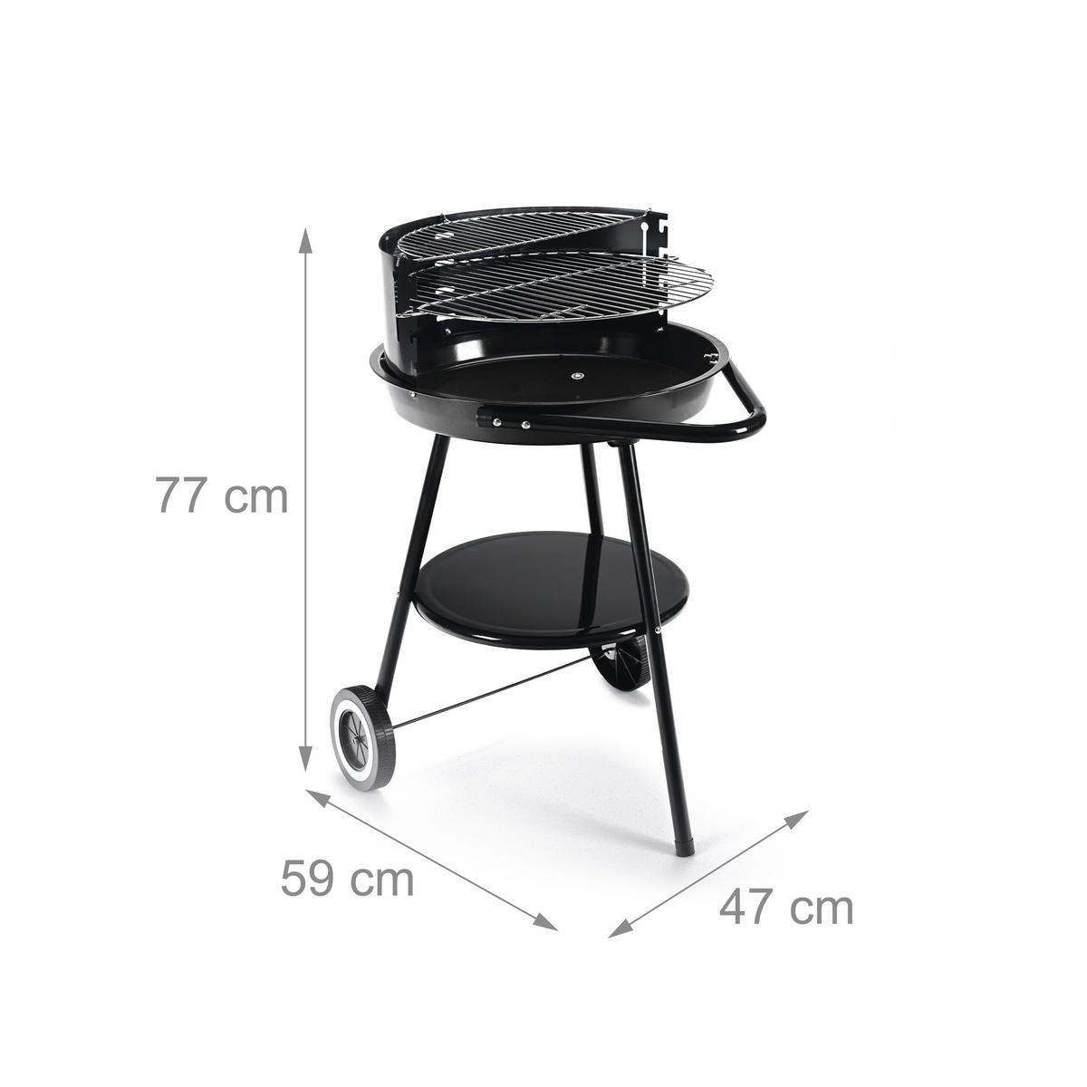HOLZKOHLEGRILL - Schwarz, Kunststoff/Metall (47/77/59cm) - Relaxdays