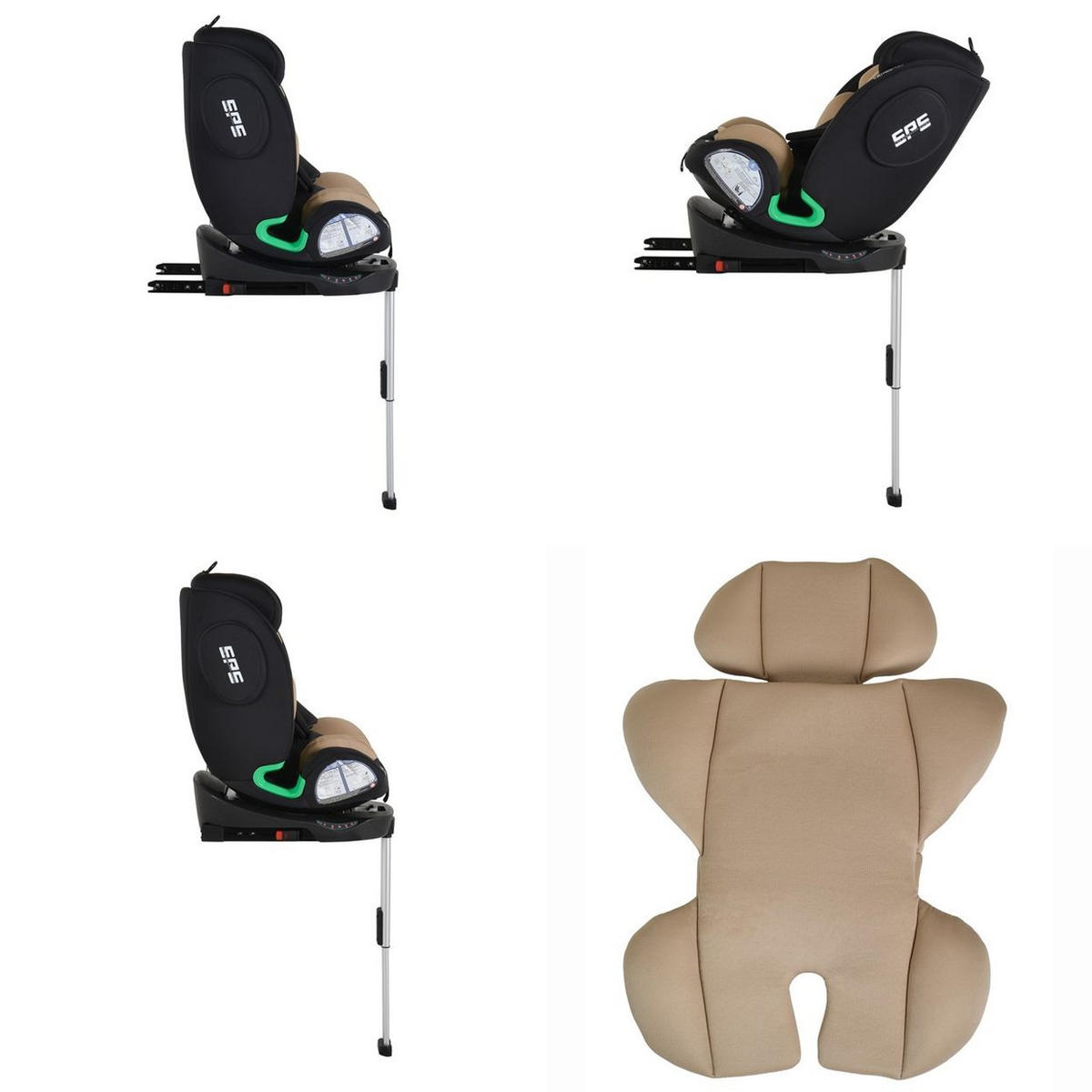 KINDERSITZ Legend i-Size beige (40-150cm) Isofix 360 Grad-Drehung Stützbein SPS - Beige, Kunststoff (46/60/50cm) - Moni