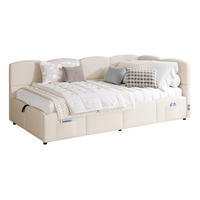 POLSTERBETT Stauraumbett 90/200 cm aus Bouclé mit USB-Anschlüssen Beige - Beige, Textil (90/200cm) - Modenvie