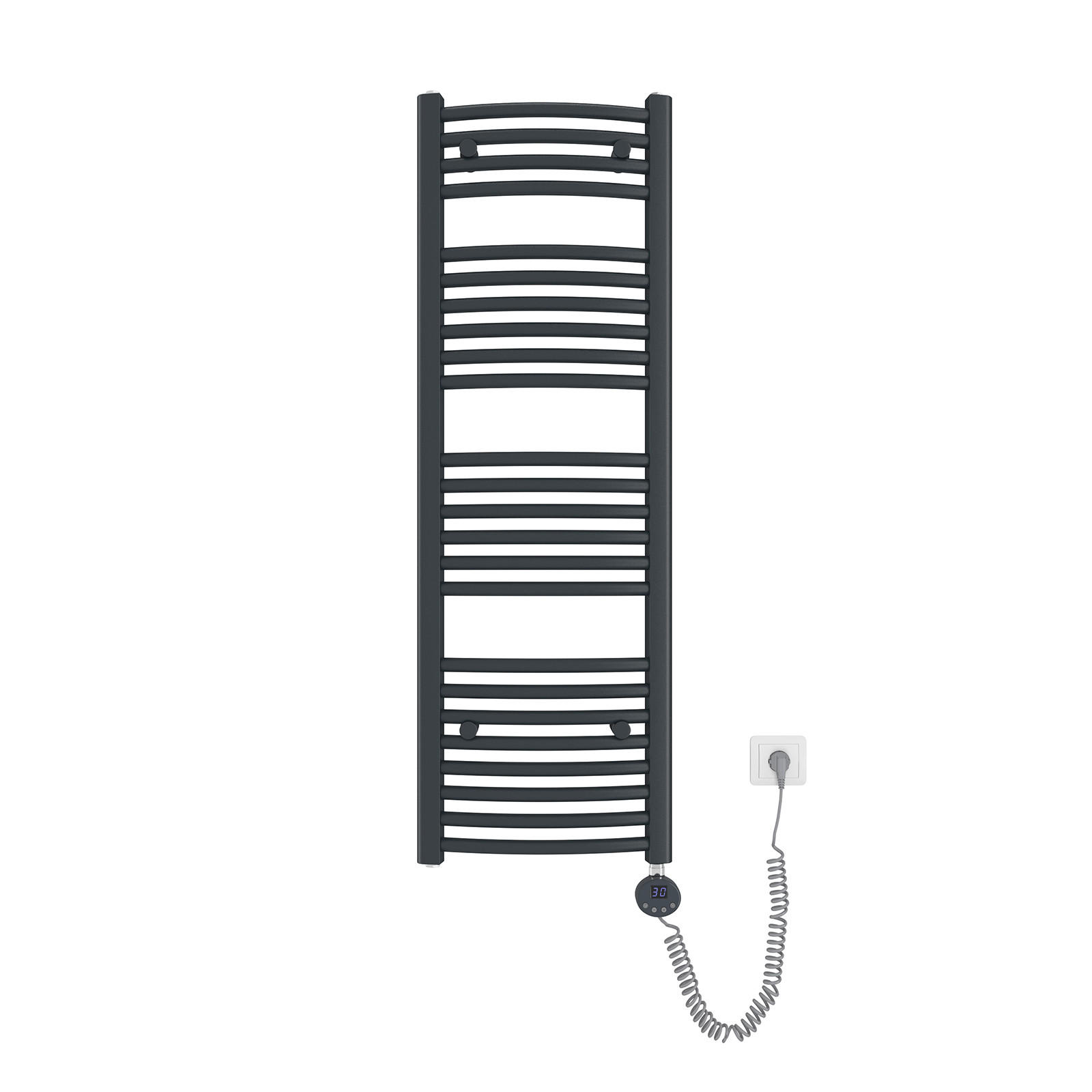 HANDTUCHHEIZKÖRPER elektrisch gebogen Anthrazit 120/40/5,6 cm - Anthrazit, Metall (40/120/5.6cm) - EMKE