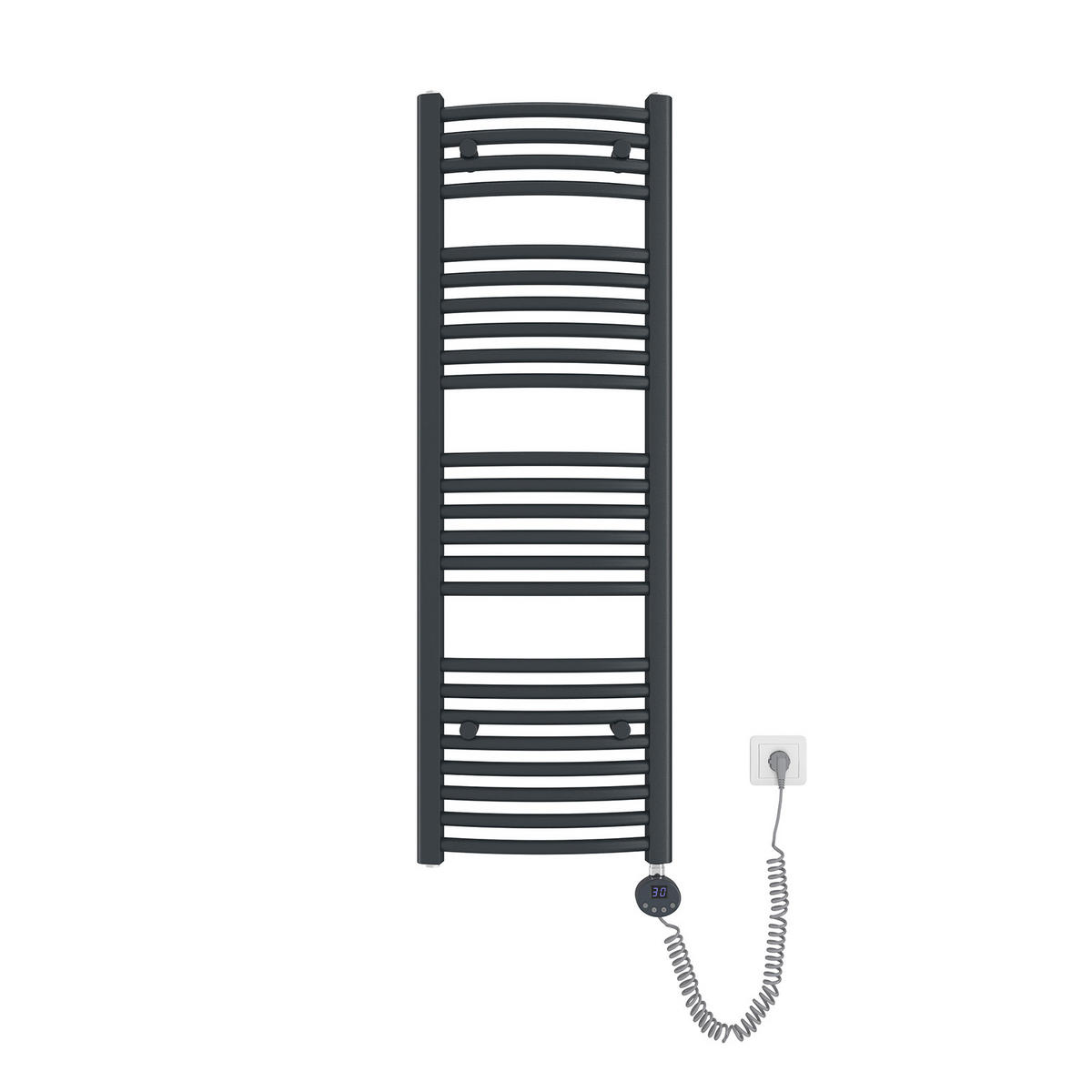 HANDTUCHHEIZKÖRPER elektrisch gebogen Anthrazit 120/40/5,6 cm - Anthrazit, Metall (40/120/5.6cm) - EMKE