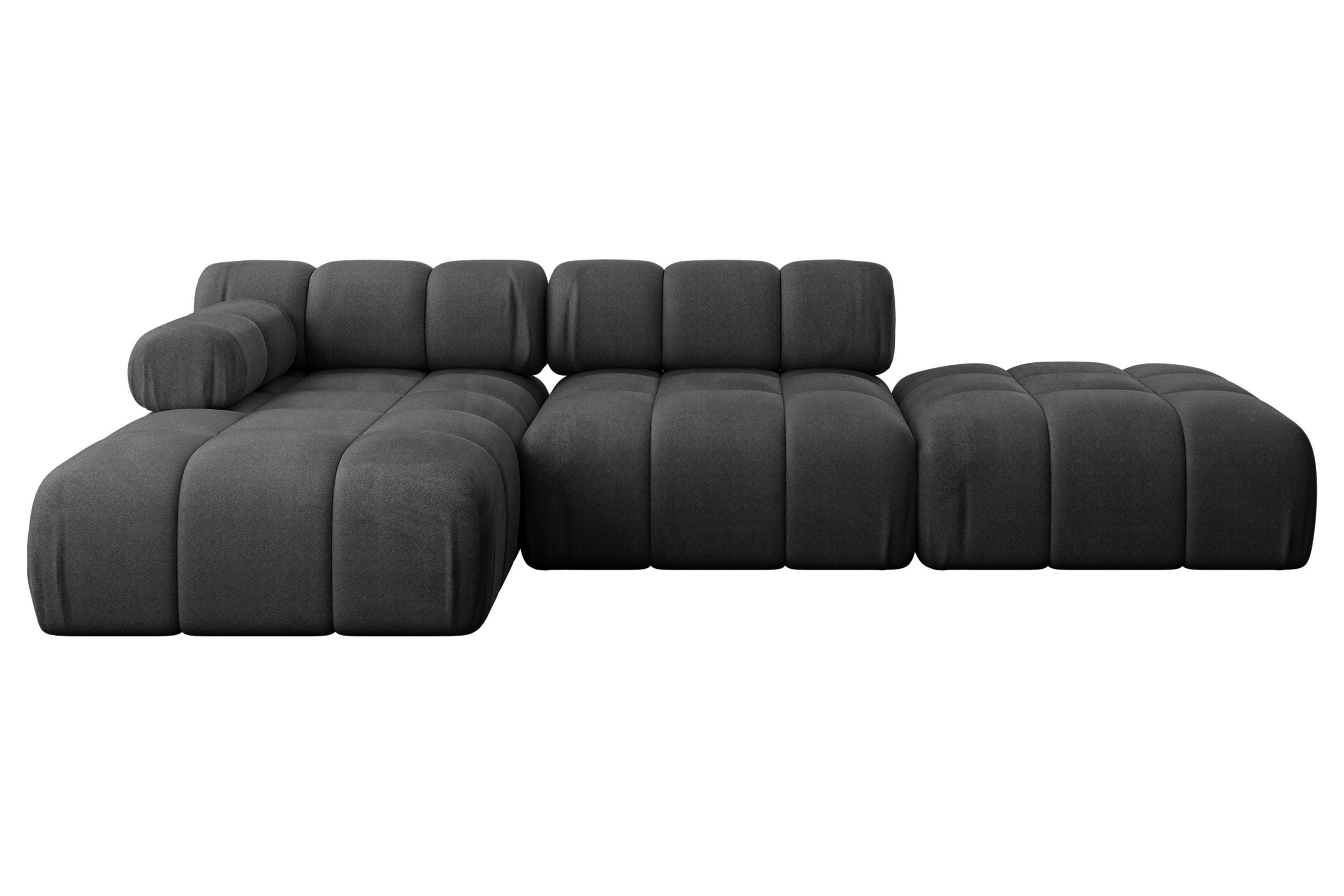 ECKSOFA modulares Sofa Lizur-L1 - 285x160x70 cm Schwarz Velours - Schwarz, Holzwerkstoff/Textil (285/160cm) - ALTDECOR