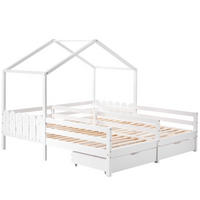 HAUSBETT 90x200 cm Schubladen weiß - Weiß, Holz (90/200cm) - LEBENLANG