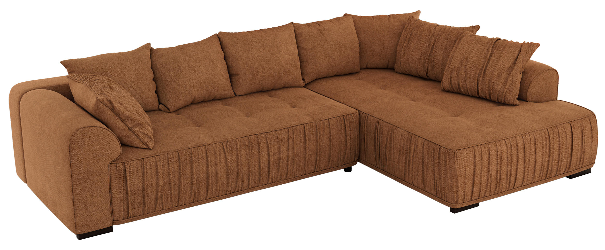 ECKSOFA ORTA Orange Stukture - Rechts - Schwarz/Orange, Textil (200/325cm) - MKS