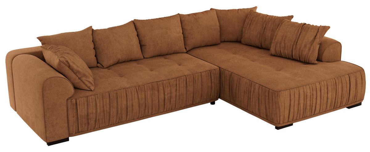 ECKSOFA ORTA Orange Stukture - Rechts - Schwarz/Orange, Textil (200/325cm) - MKS