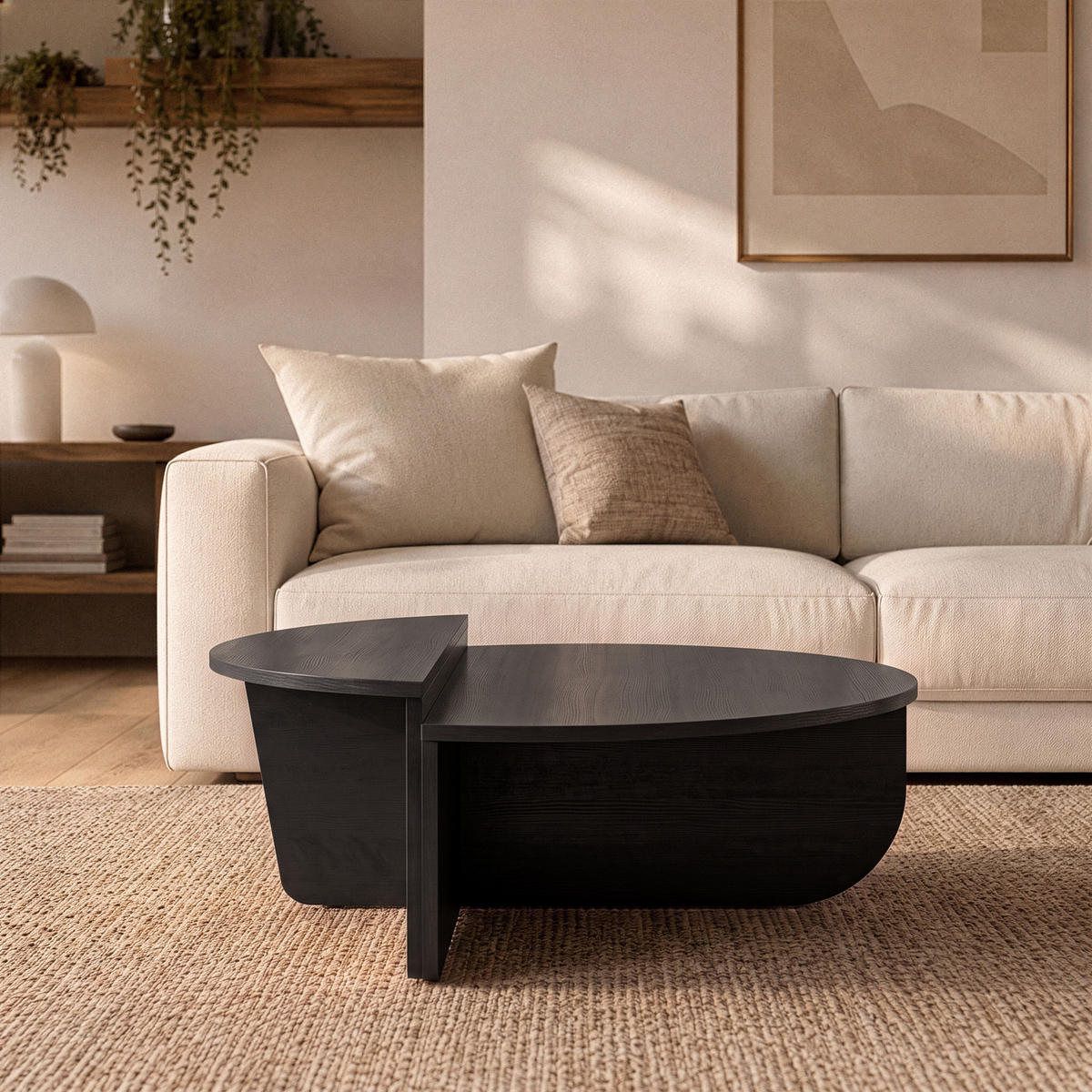 COUCHTISCH - 90 cm x 60 cm - holz - schwarz Aloeva - Schwarz, Holz (90/90/35cm) - Calicosy