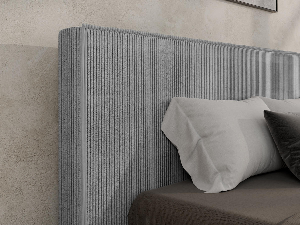 POLSTERBETT SANA 160x200cm Elegantes Polsterbett für modernen Wohnstil , Taschenfederkernmatratze LIORA(19cm), grau - Grau, Holz (160/200cm) - Panda Möbel