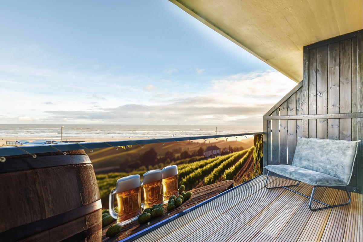 BALKON-SICHTSCHUTZ Bier - Hopfen - Landschaft - Grün, Kunststoff (500/100cm) - MuchoWow