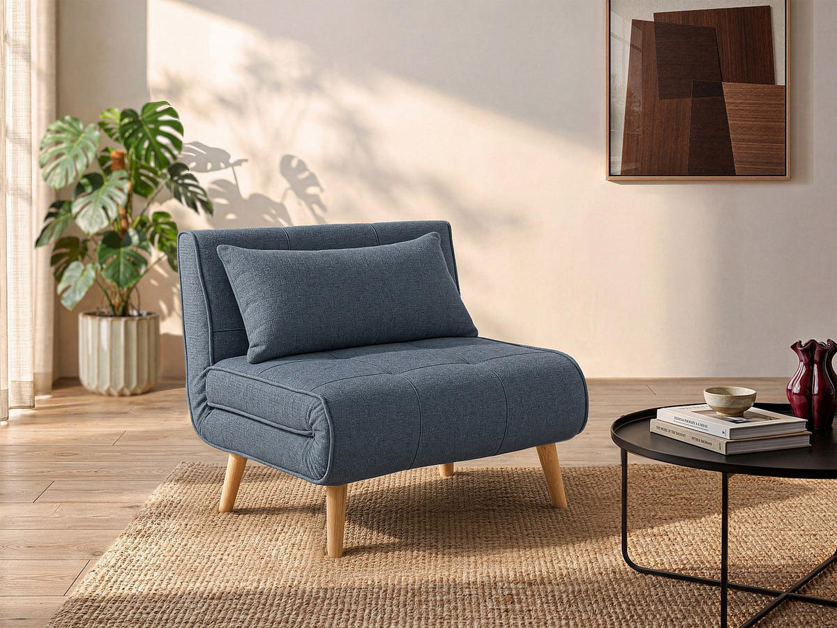 SCHLAFSESSEL - 1 Person - stoff - blau Chila - Blau, Textil (90/83/82cm) - Vente-Unique