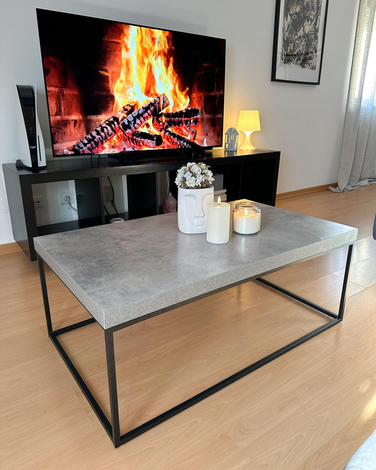COUCHTISCH Betonoptik/schwarz 100/60/40 cm Delano - Schwarz/Grau, Holzwerkstoff (60/100/40cm) - Beliani