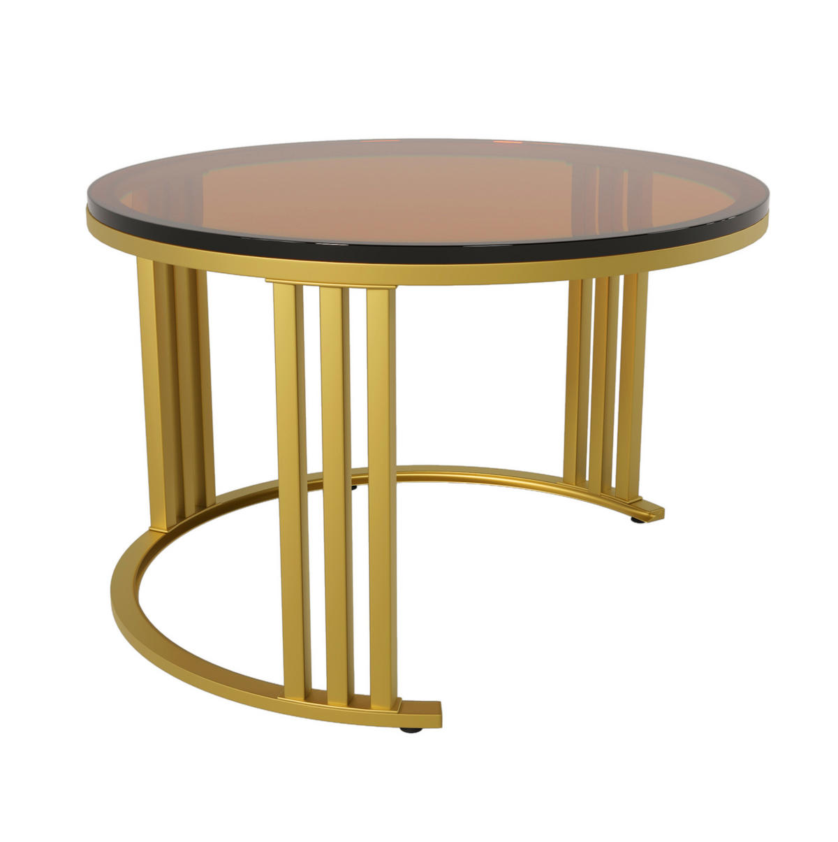 COUCHTISCH-SET aus MDF, Tannenholz und Glas 70x70x45/50x50x40 cm Schwarz-Gold mit 2 Schubladen - Schwarz, Holzwerkstoff (70/70/45cm) - IVMEU