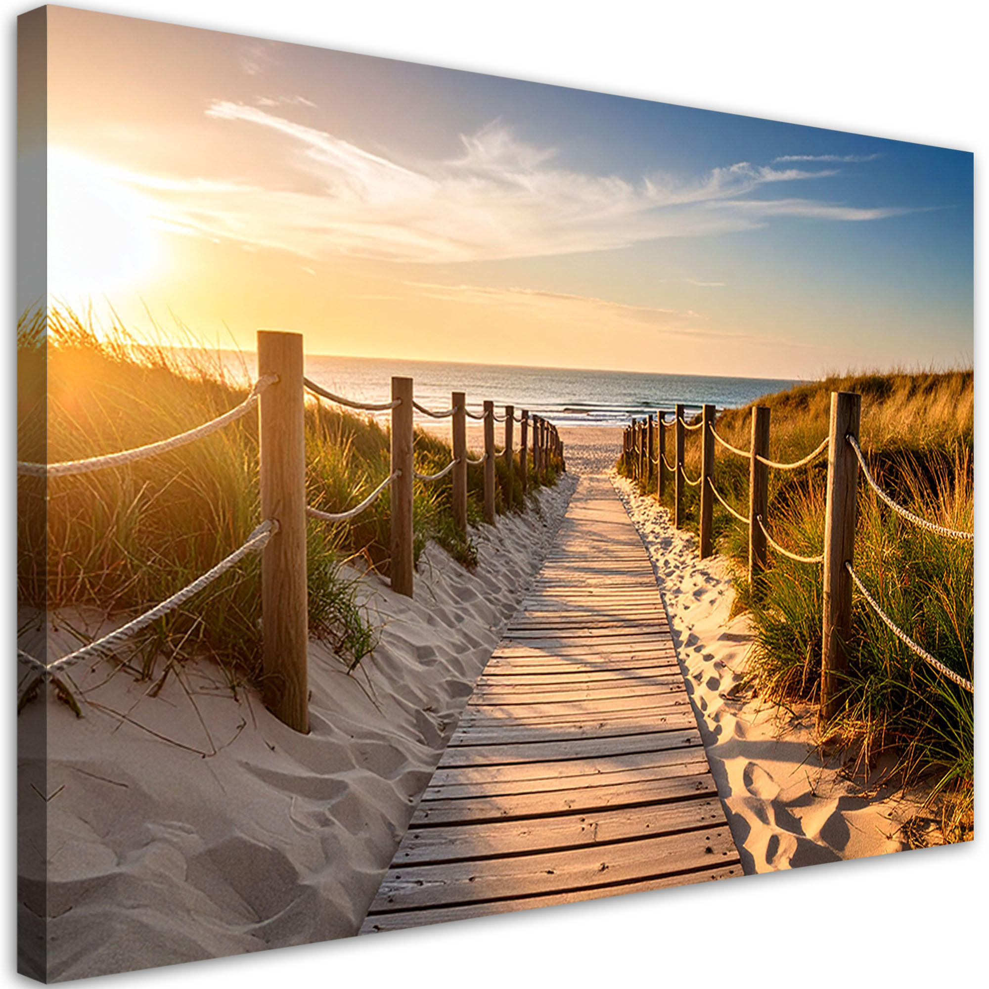 LEINWANDBILD Weg zum Strand Landschaft 100x70cm - Orange, Textil (100/70cm) - Feeby