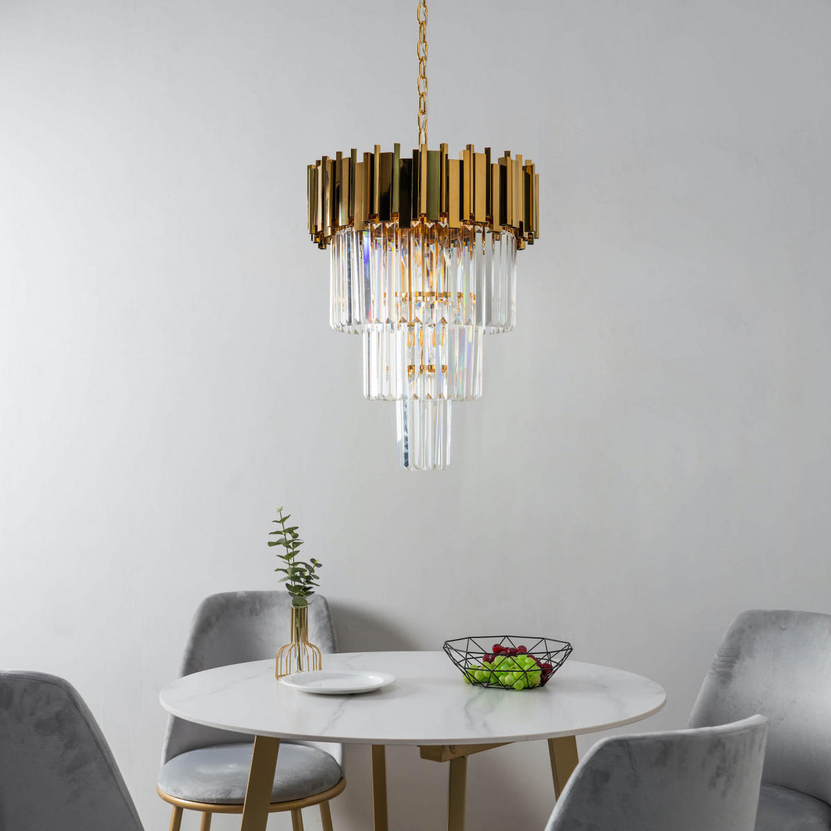 HÄNGELEUCHTE Francesca, Gold / Messing, 60cm - Goldfarben, Glas (50/50/60cm) - KOSILUM