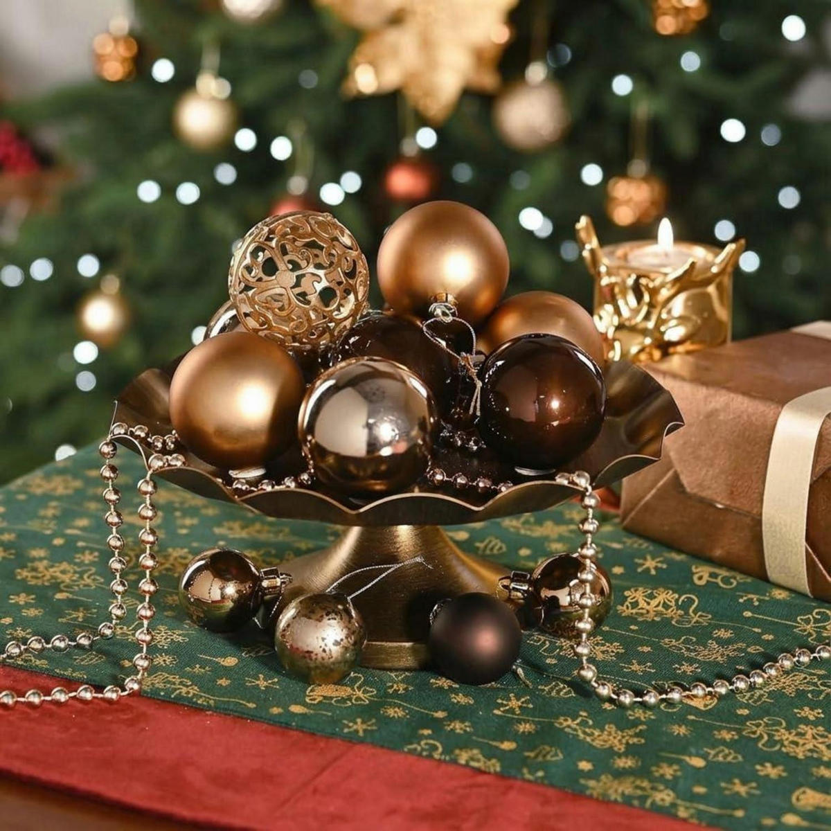 WEIHNACHTSKUGELN 50-teiliges Set Bronze - Bronzefarben, Kunststoff (8/8/8cm)