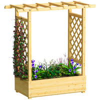 HOCHBEET DE-12227 mit seitl. u. oberem Rankgitter Natur - Naturfarben, Holz (110/113/44cm) - ComfortXL