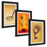 BILDER SET 3er Set - 20x30 cm Schwarzer Rahmen - Küchenthemen - Schwarz, Kunststoff (20/30cm) - TULUP