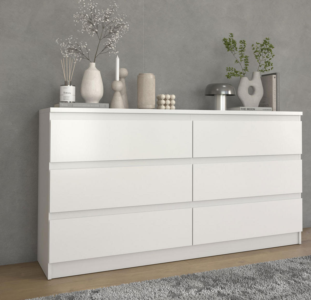 KOMMODE City weiß 154 / 40 / 84cm - Weiß, Holz/Holzwerkstoff (154/84/40cm) - Feldmann-Wohnen