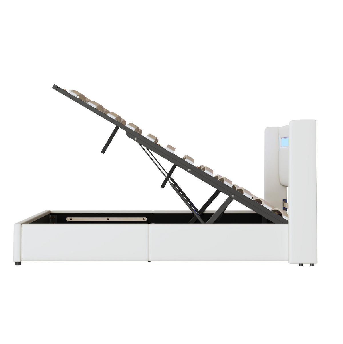 POLSTERBETT mit Bettkasten 160/200 cm in Weiß mit LED, Bluetooth und USB - Weiß, Kunststoff (160/200cm) - BEAOK