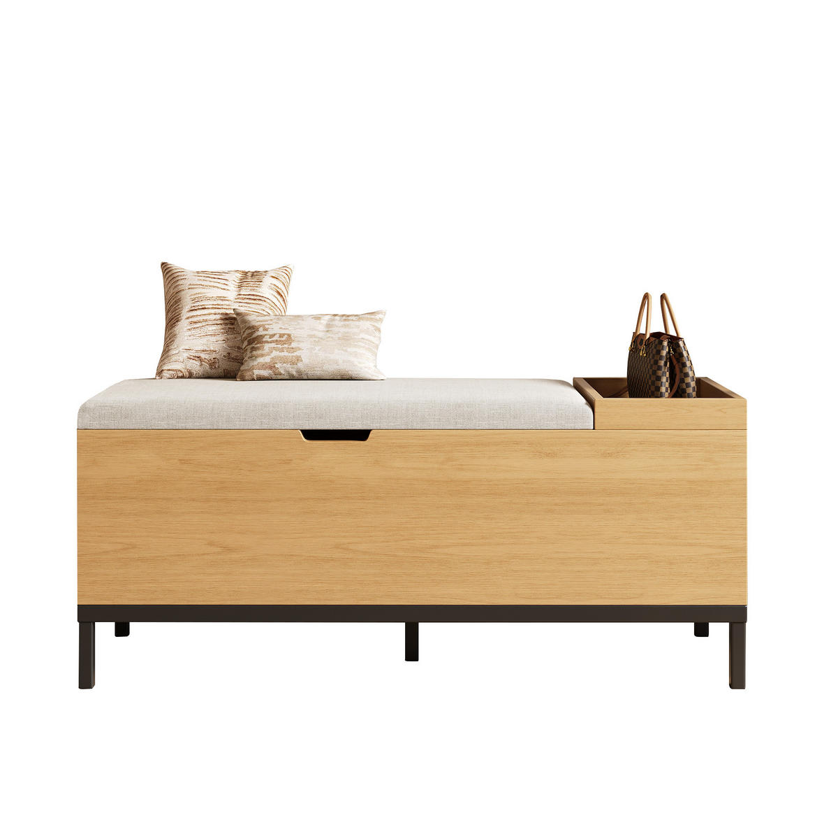 SCHUHSCHRANK 115/40/49,5 cm in Natur mit Stauraum und gepolsterter Sitzfläche - Naturfarben, Holzwerkstoff (115/40/49.5cm) - BEAOK